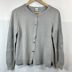 Barbara Wells Studio Ladies Small Gray Viscose Cropped Cardigan Shell Buttons